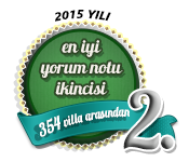 2015 yılı en iyi yorum notuna sahip ikinci villa ödülü